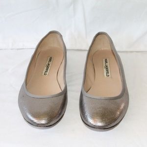 Karl Lagerfeld Leroux Ballet Flats in Antique Gold